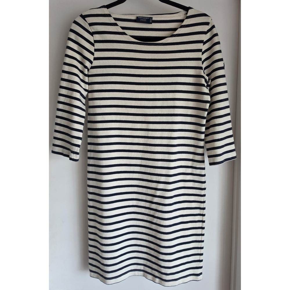Saint James Women XS Striped 3/4 Sleeve T-Shirt Navy White Classic Breton Dress